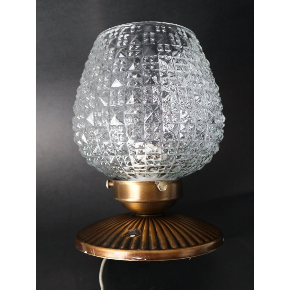 Vintage MCM Ceiling light Clear Lamp Shade & Fixture - Picture 4 of 9